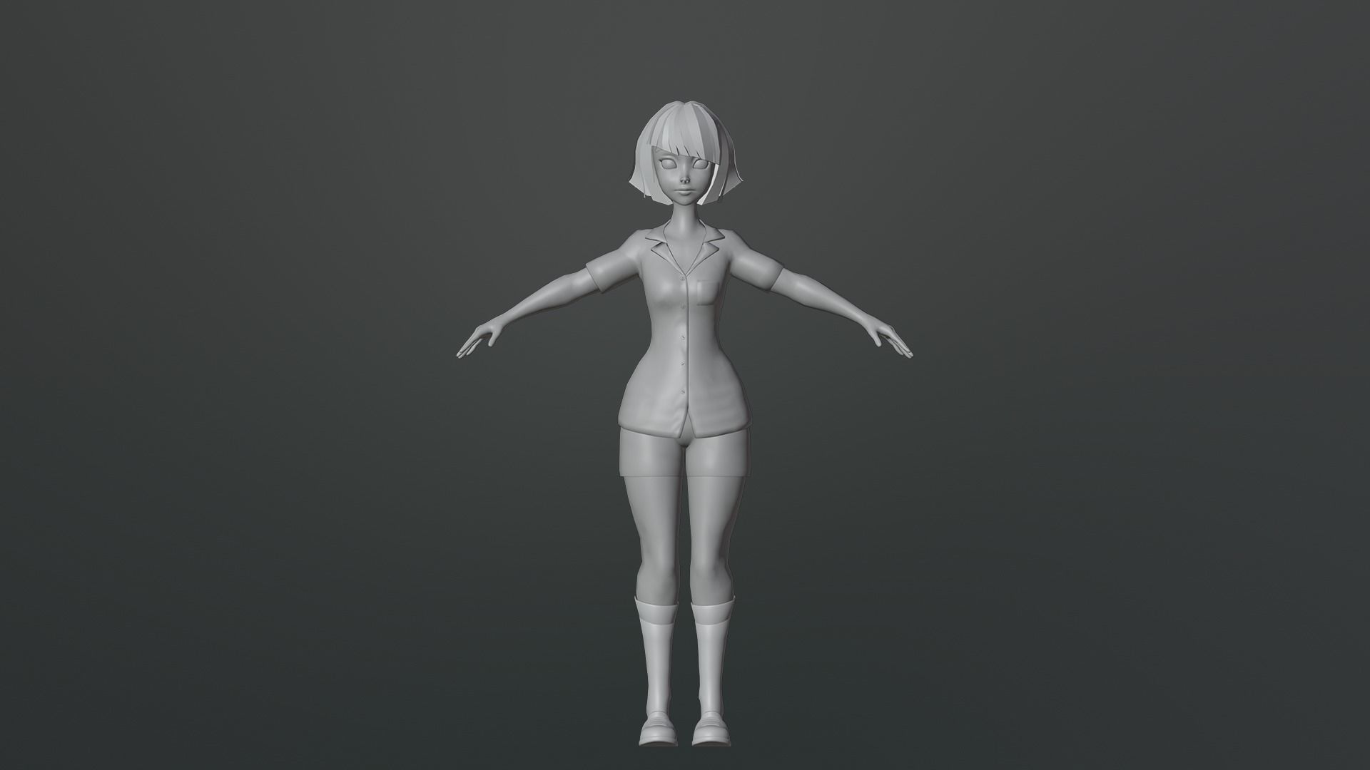 Luna Cartoon Girl Character Low-poly 3D model_17