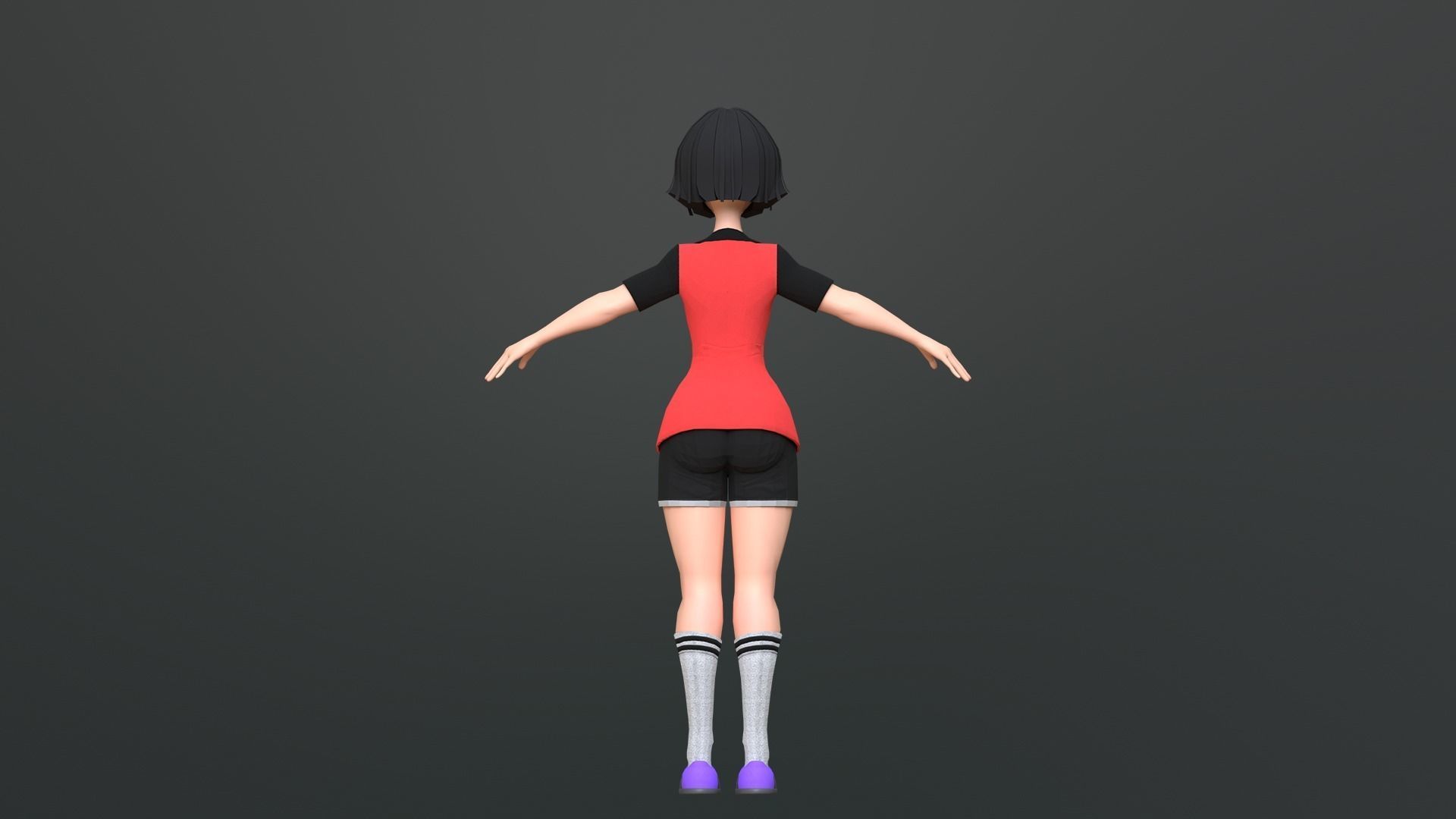 Luna Cartoon Girl Character Low-poly 3D model_11