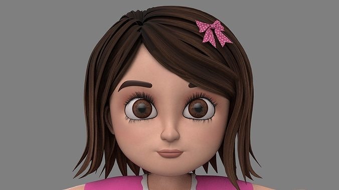 3D Cartoon Girl Character ARIEL Without Rig Low-poly 3D model