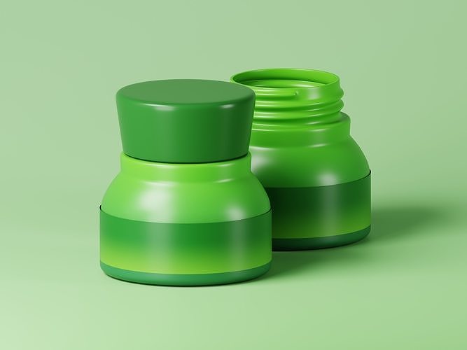 Green Cosmetic Jar 3D Model Low-poly 3D model