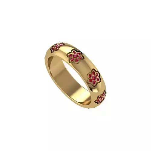 Yellow Gold Floral Ruby Ring - 3D Printable Model 3D print model