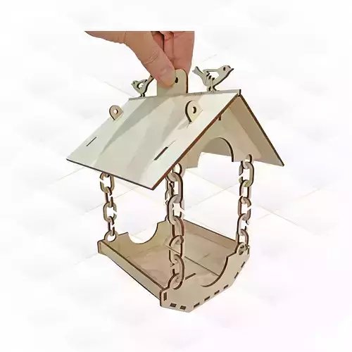 Unique Bird feeder with chain garden decor design laser cutting