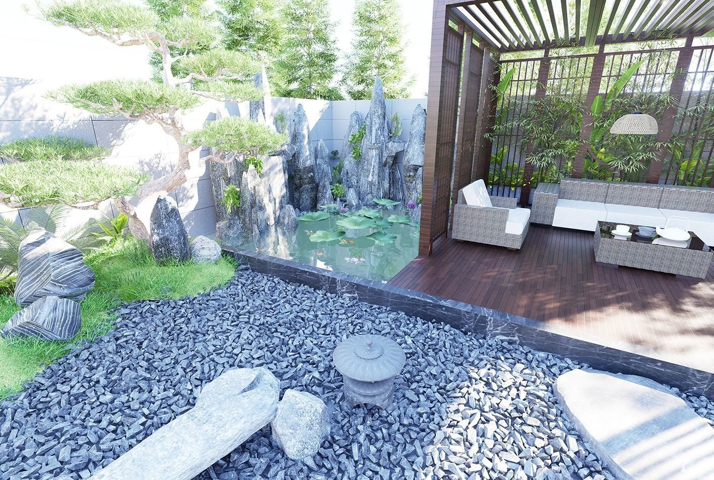 Chinese style courtyard 3D model_1