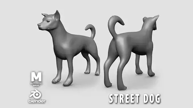 StreetDog Basemesh Low-poly 3D model