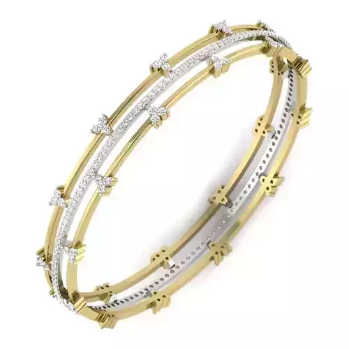 Yellow gold diamond Bangle-PBG-001 DIA