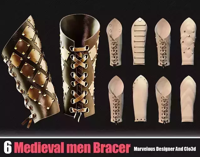 6 Medieval Men Bracer In Marvelous Designer And Clo3d