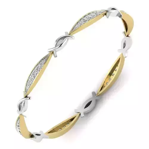 Yellow gold diamond Bangle-PBG-003 DIA