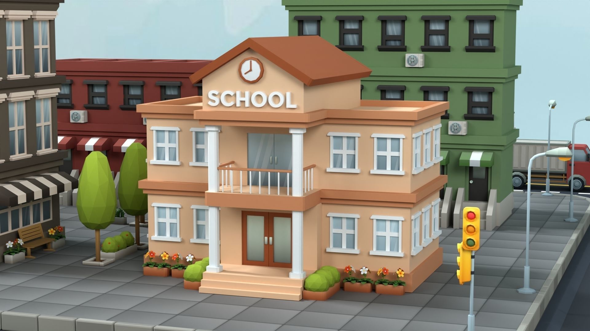 Cartoon Low Poly Building Pack Set2 Low-poly 3D model_13
