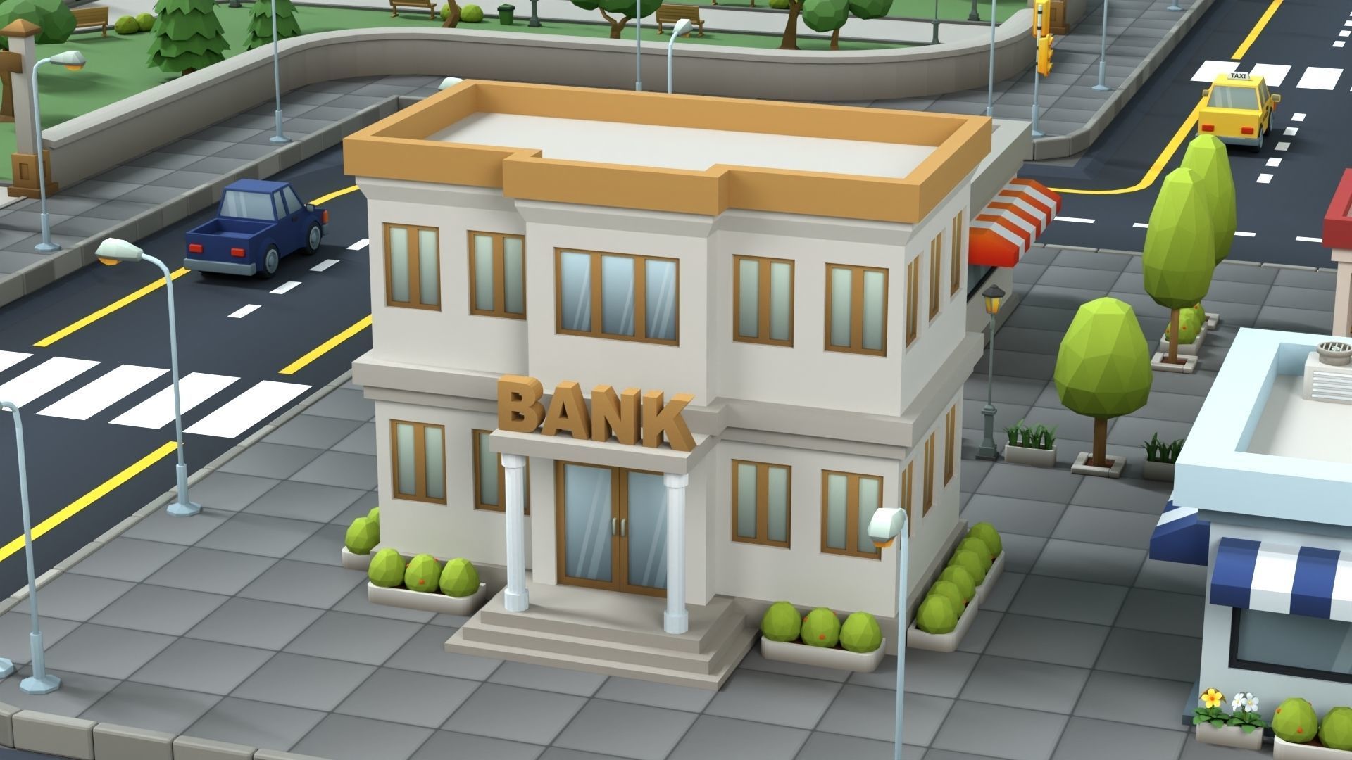 Cartoon Low Poly Building Pack Set2 Low-poly 3D model_11