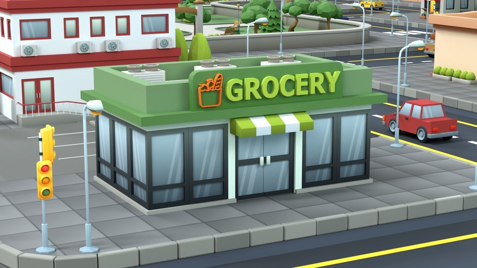 Cartoon Low Poly Building Pack Set2 Low-poly 3D model_7