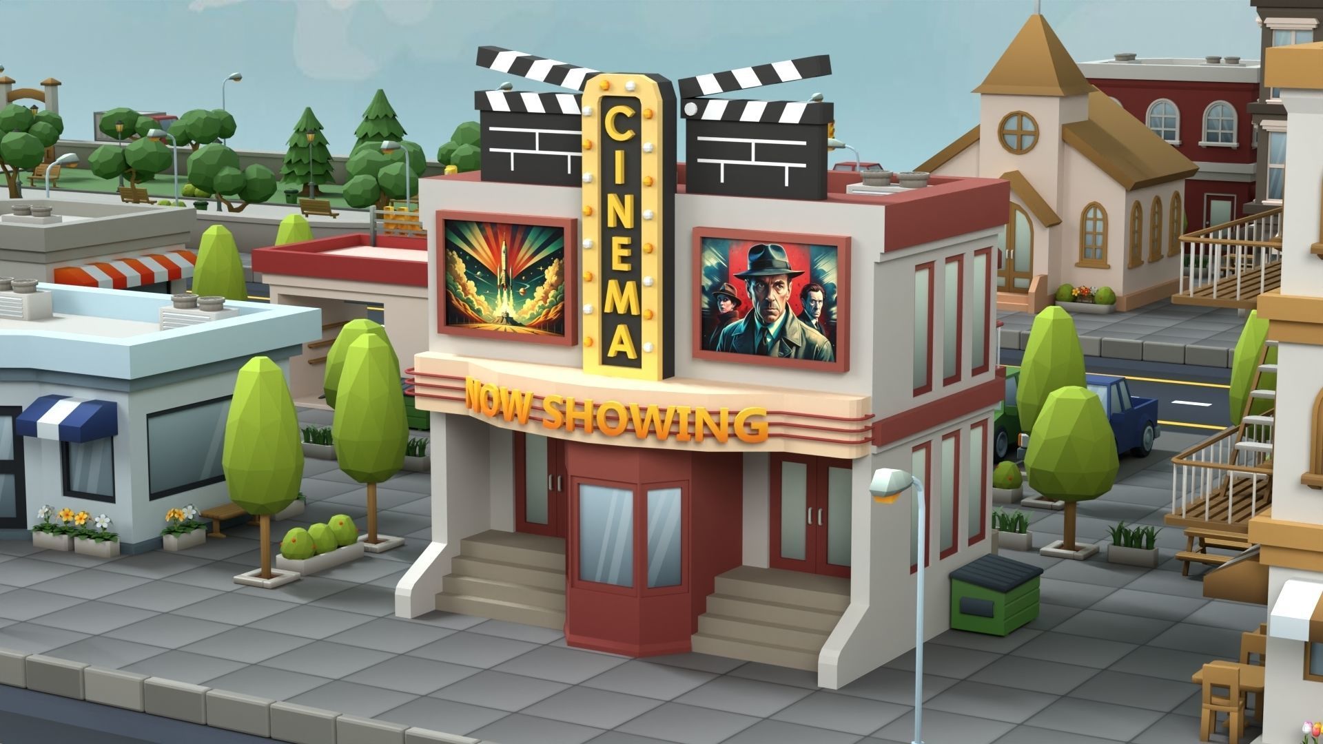 Cartoon Low Poly Building Pack Set2 Low-poly 3D model_12