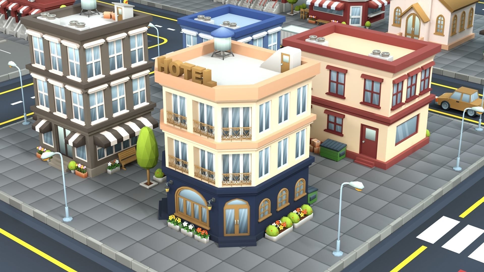 Cartoon Low Poly Building Pack Set2 Low-poly 3D model_15