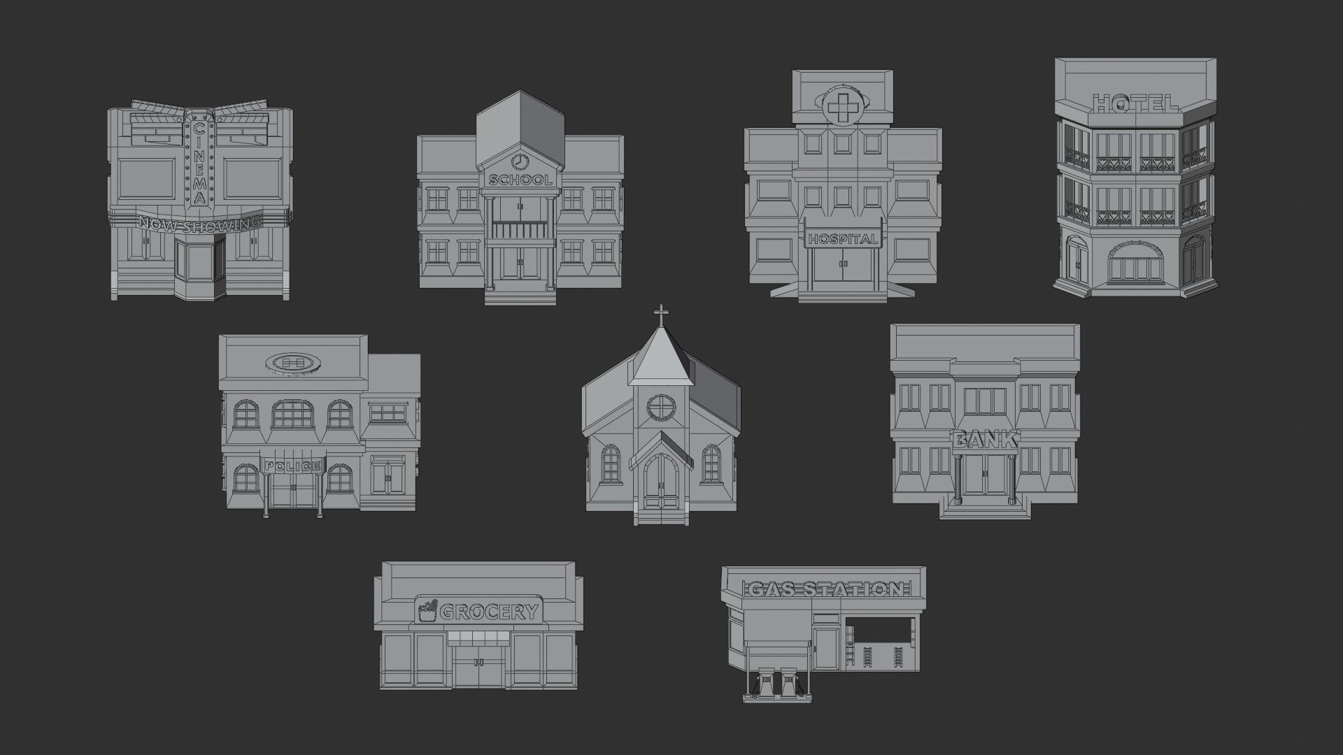 Cartoon Low Poly Building Pack Set2 Low-poly 3D model_16