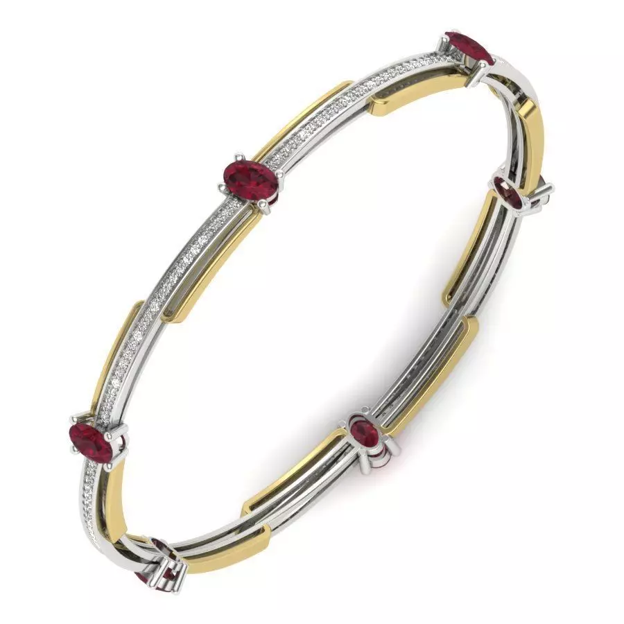 Yellow gold diamond Bangle-PBG-006 DIA 3D print model