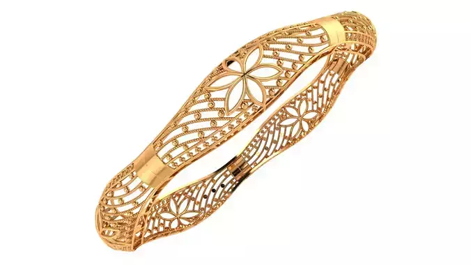 1291 Segmented Boat-Shape Flower Bangle 11gm