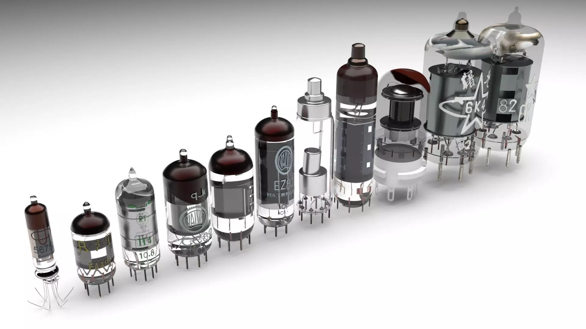 Vacuum Tubes Set 3D model_0