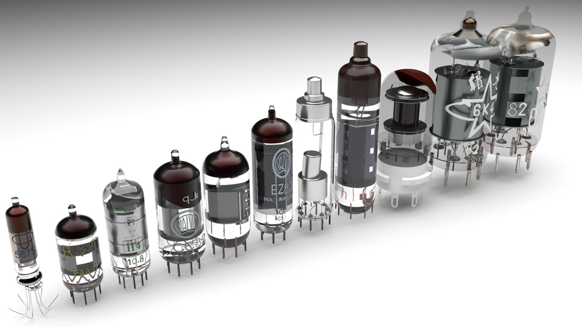 Vacuum Tubes Set 3D model_4