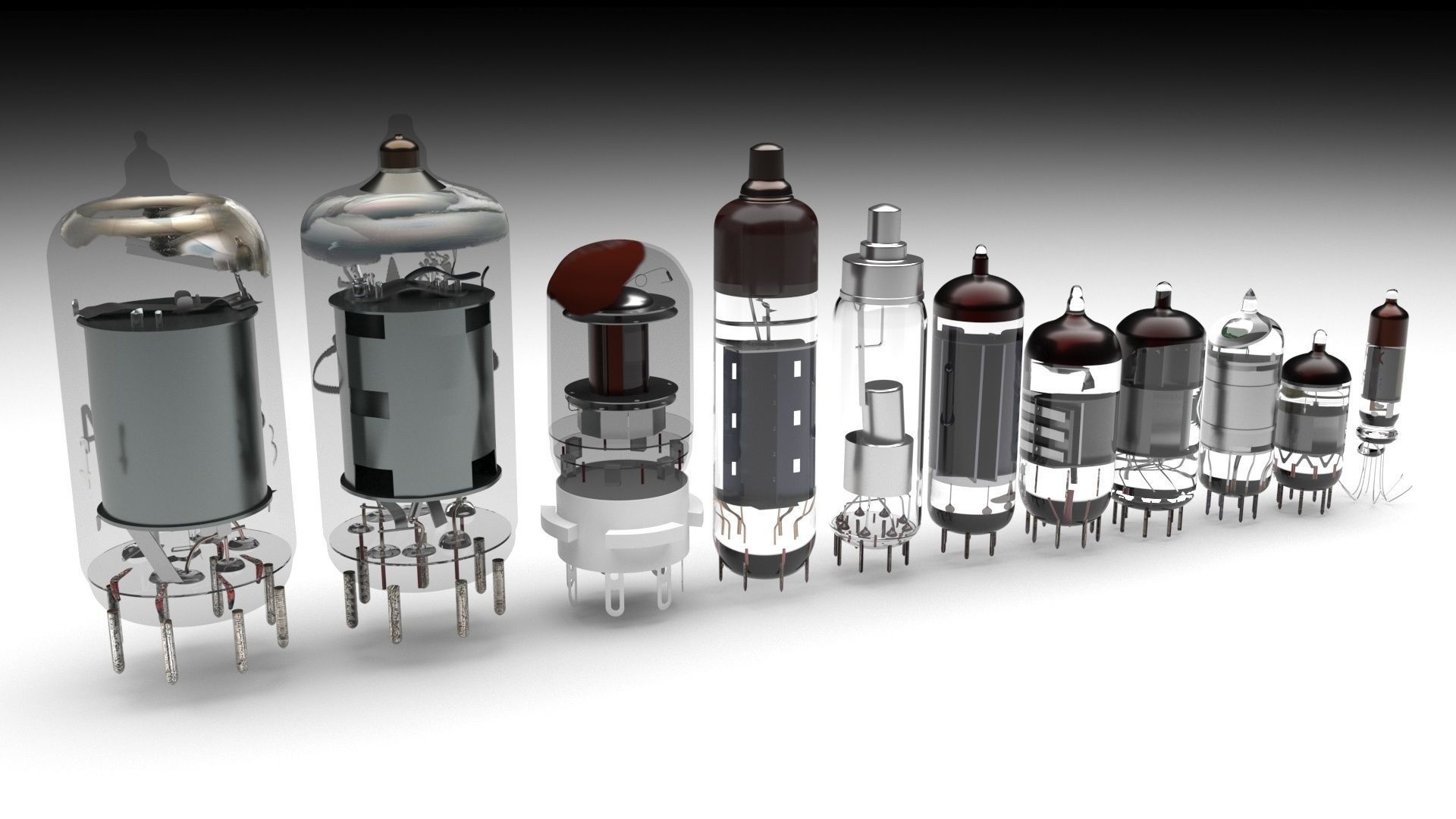 Vacuum Tubes Set 3D model_2