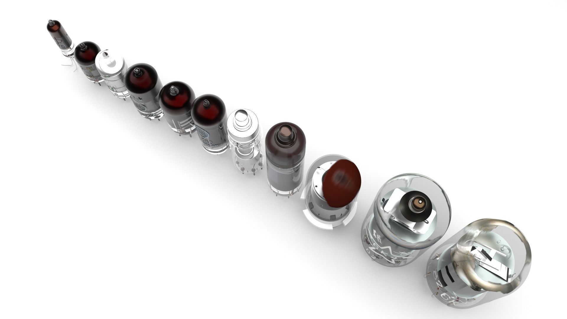 Vacuum Tubes Set 3D model_1