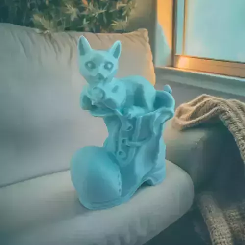 CAT ON BOOT KITTY 3D print model