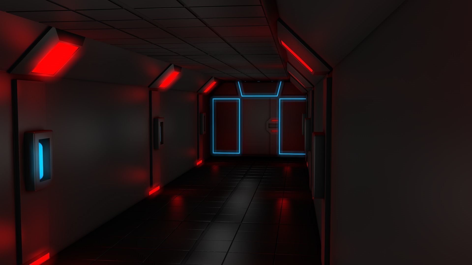 Sci Fi corridor 3D model_2