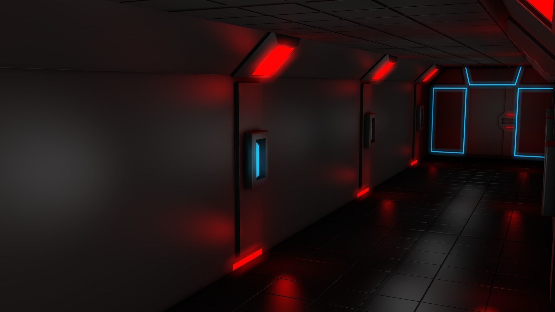 Sci Fi corridor 3D model_5