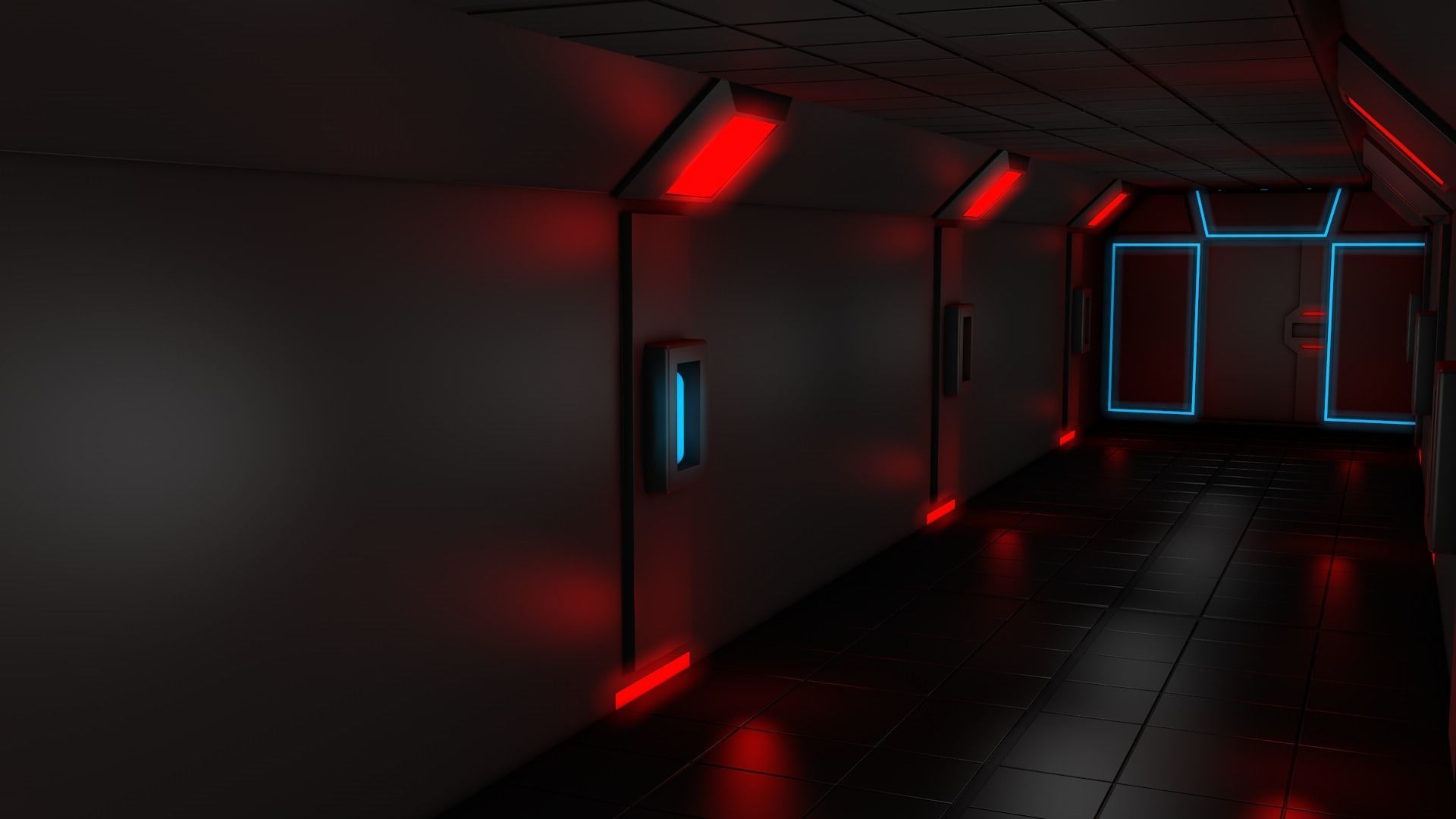 Sci Fi corridor 3D model_4