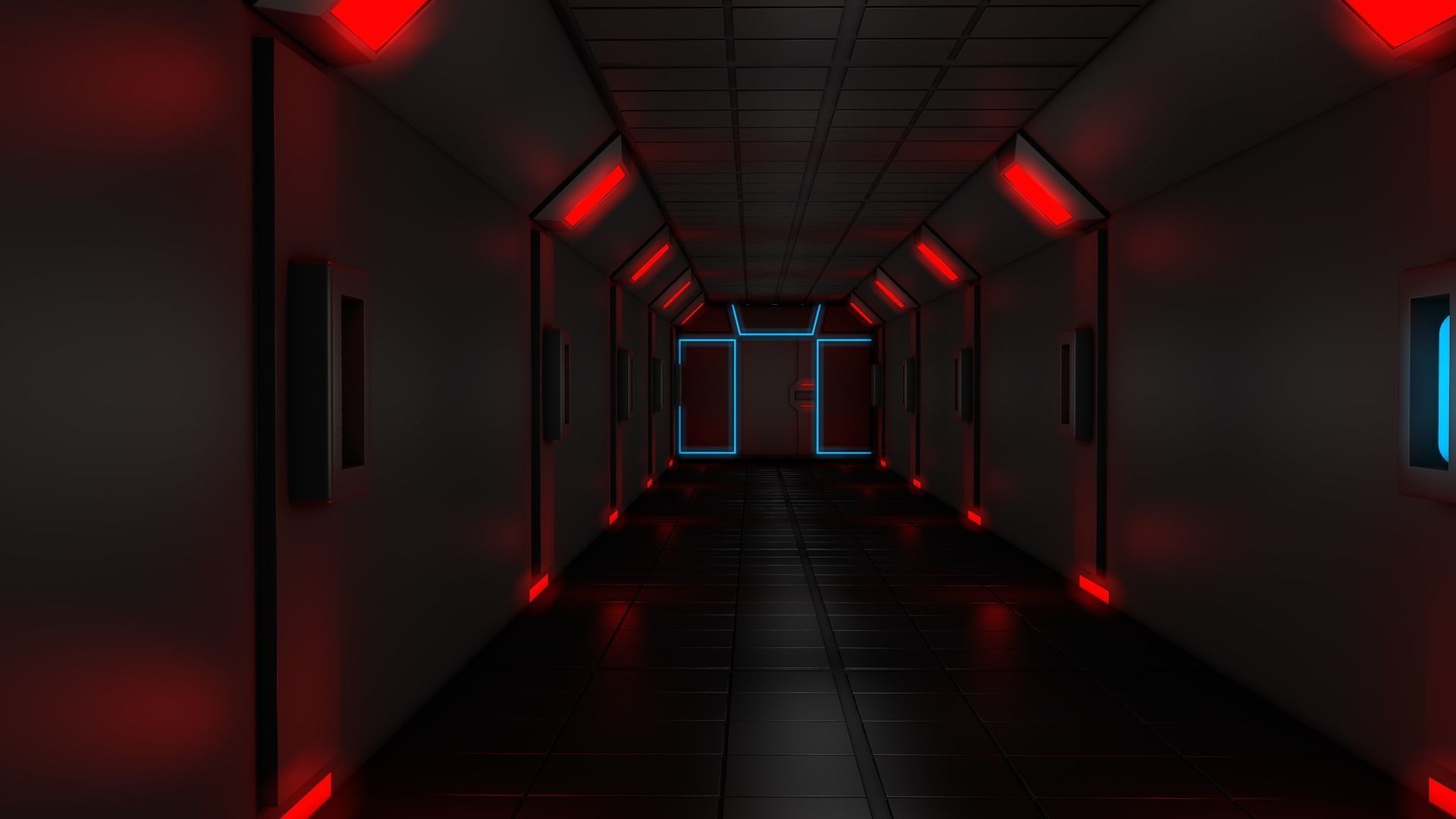 Sci Fi corridor 3D model_1