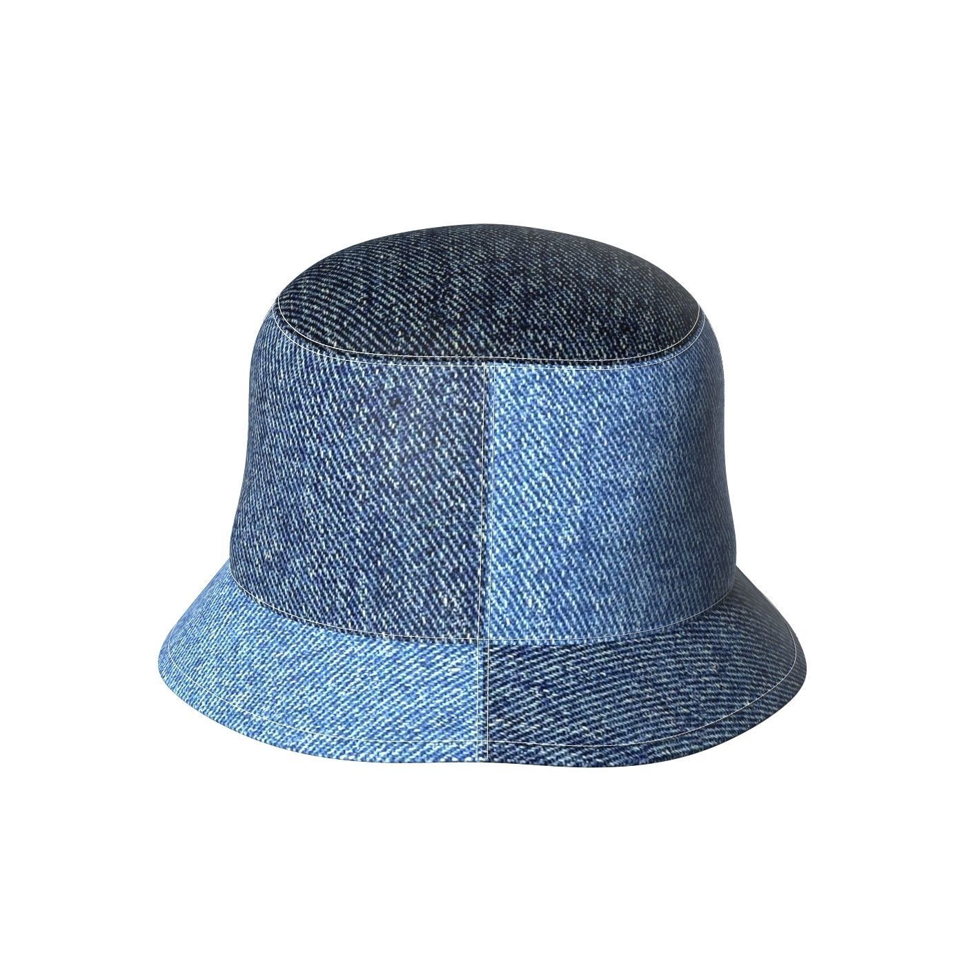 Denim Bucket Hat 3D model_4