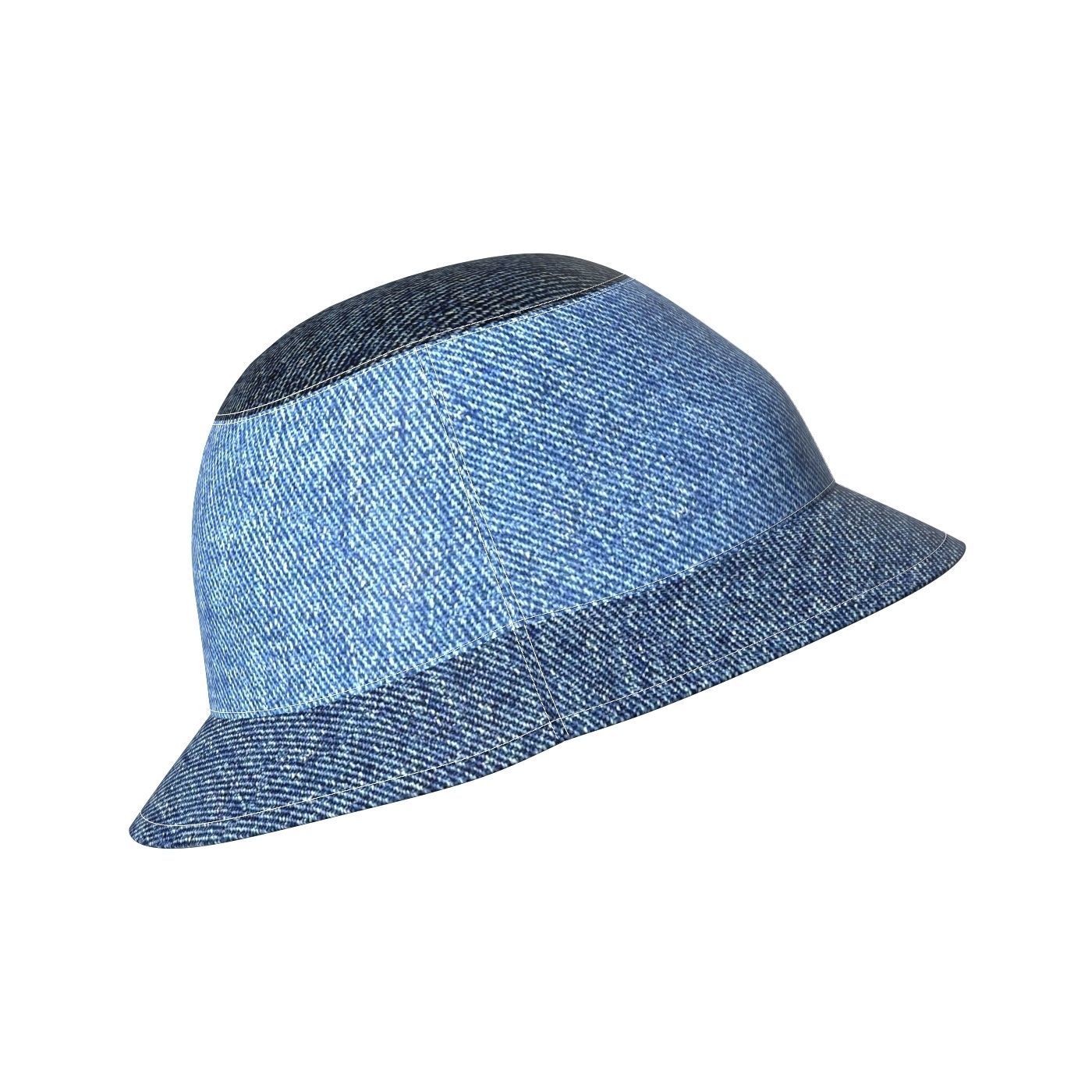Denim Bucket Hat 3D model_2