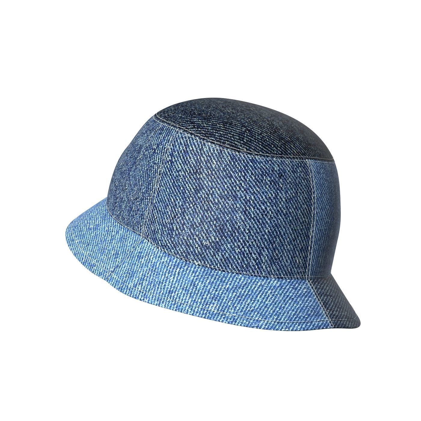 Denim Bucket Hat 3D model_5