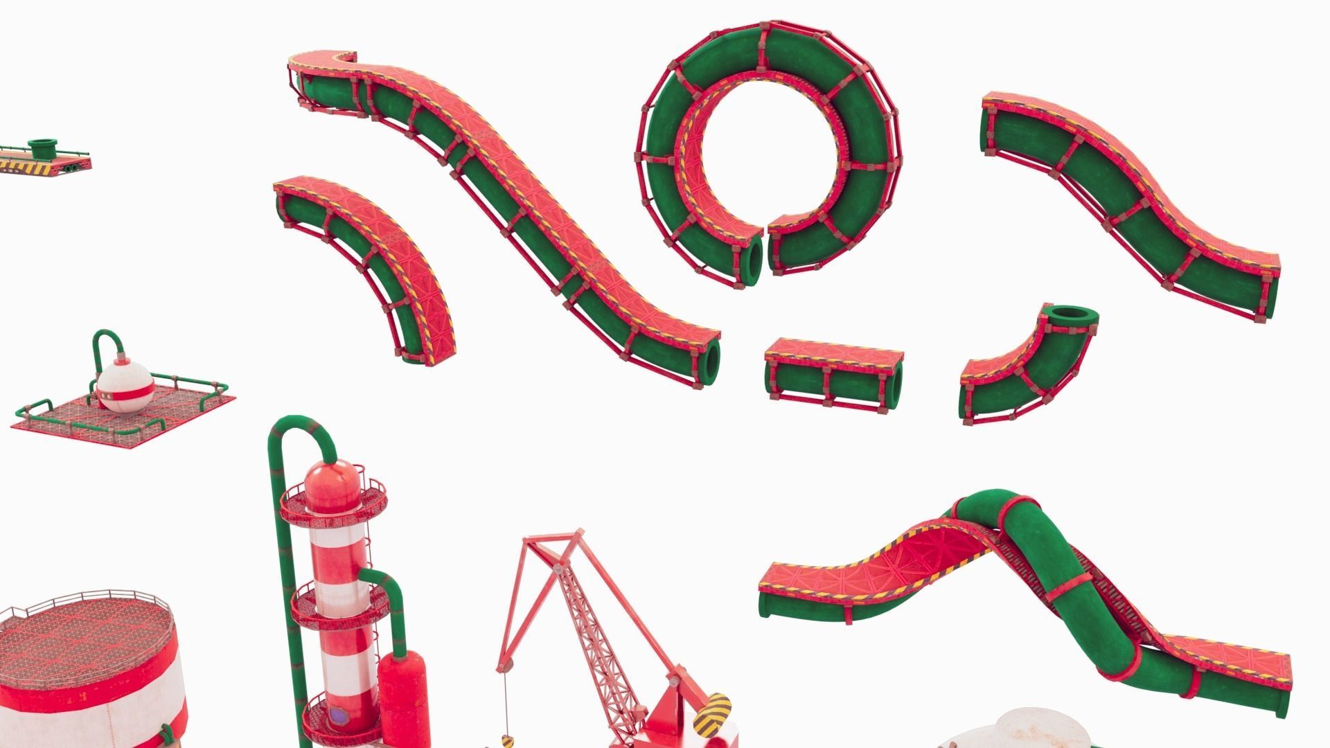 Pipe World -Modular Low-poly 3D model_9