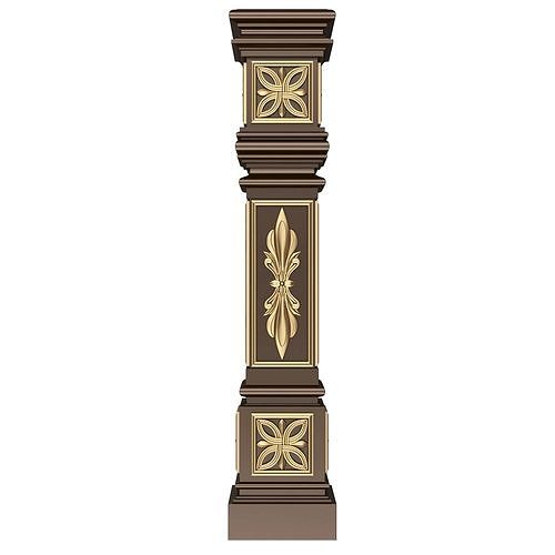 Stair Baluster 05 Red Low-poly 3D model
