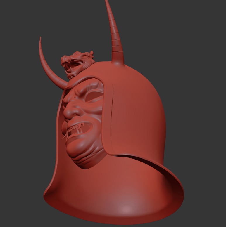 Ancient Sui Tang Dynasty Chinese Helmet and Demon Mask 3D print model_25