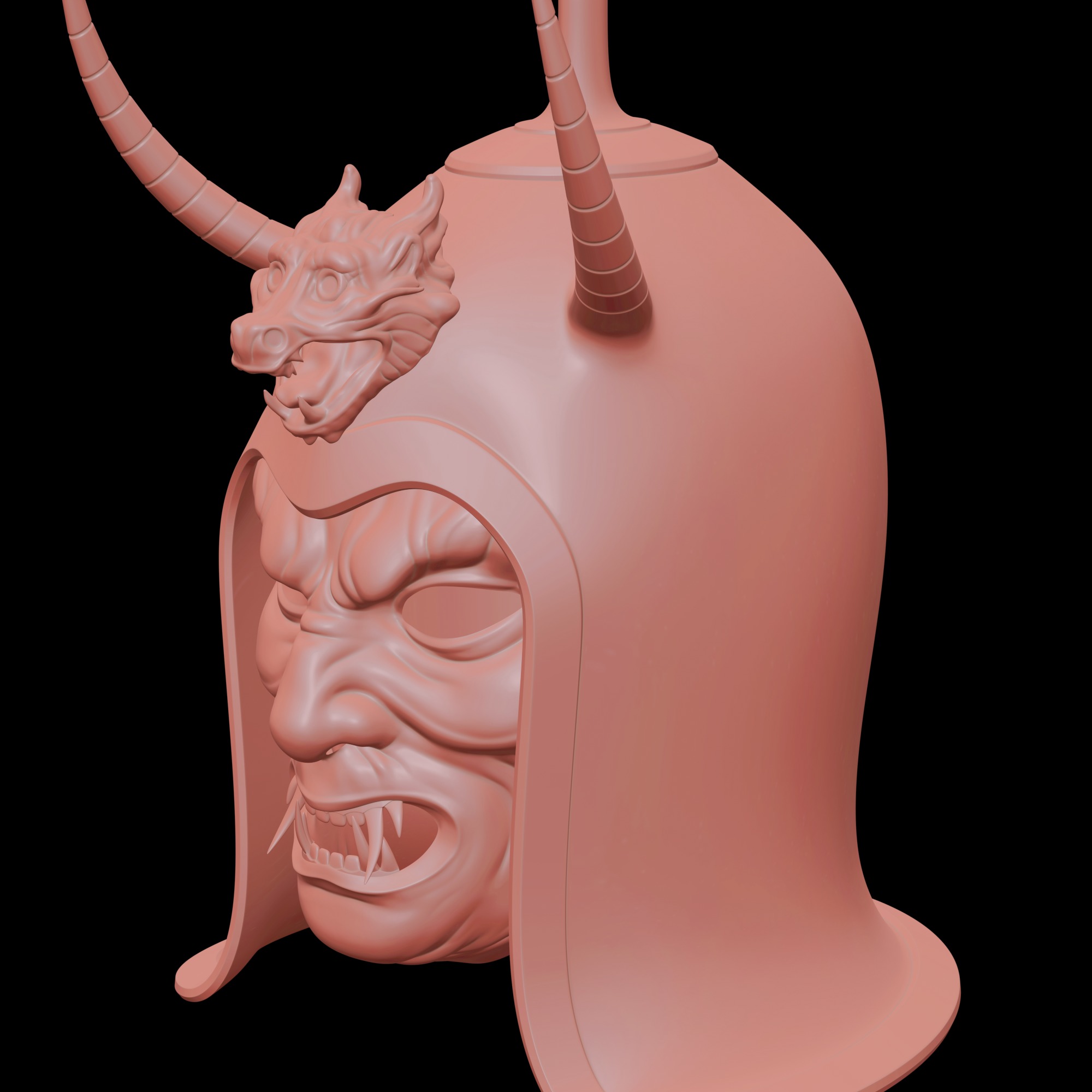 Ancient Sui Tang Dynasty Chinese Helmet and Demon Mask 3D print model_11
