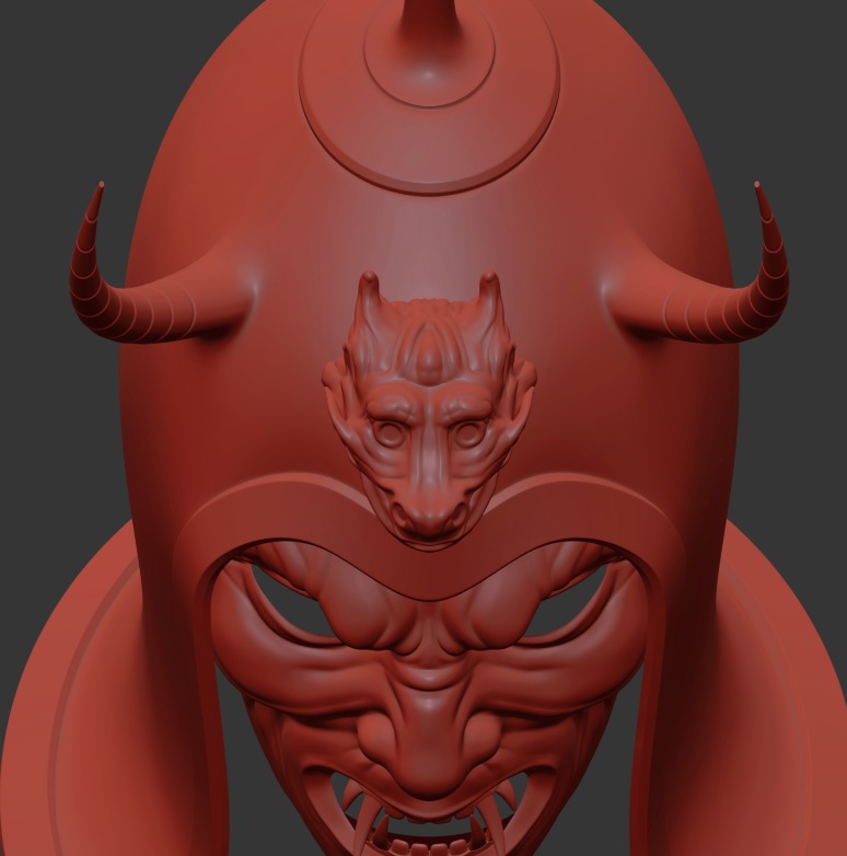 Ancient Sui Tang Dynasty Chinese Helmet and Demon Mask 3D print model_17