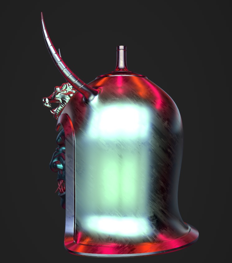 Ancient Sui Tang Dynasty Chinese Helmet and Demon Mask 3D print model_1