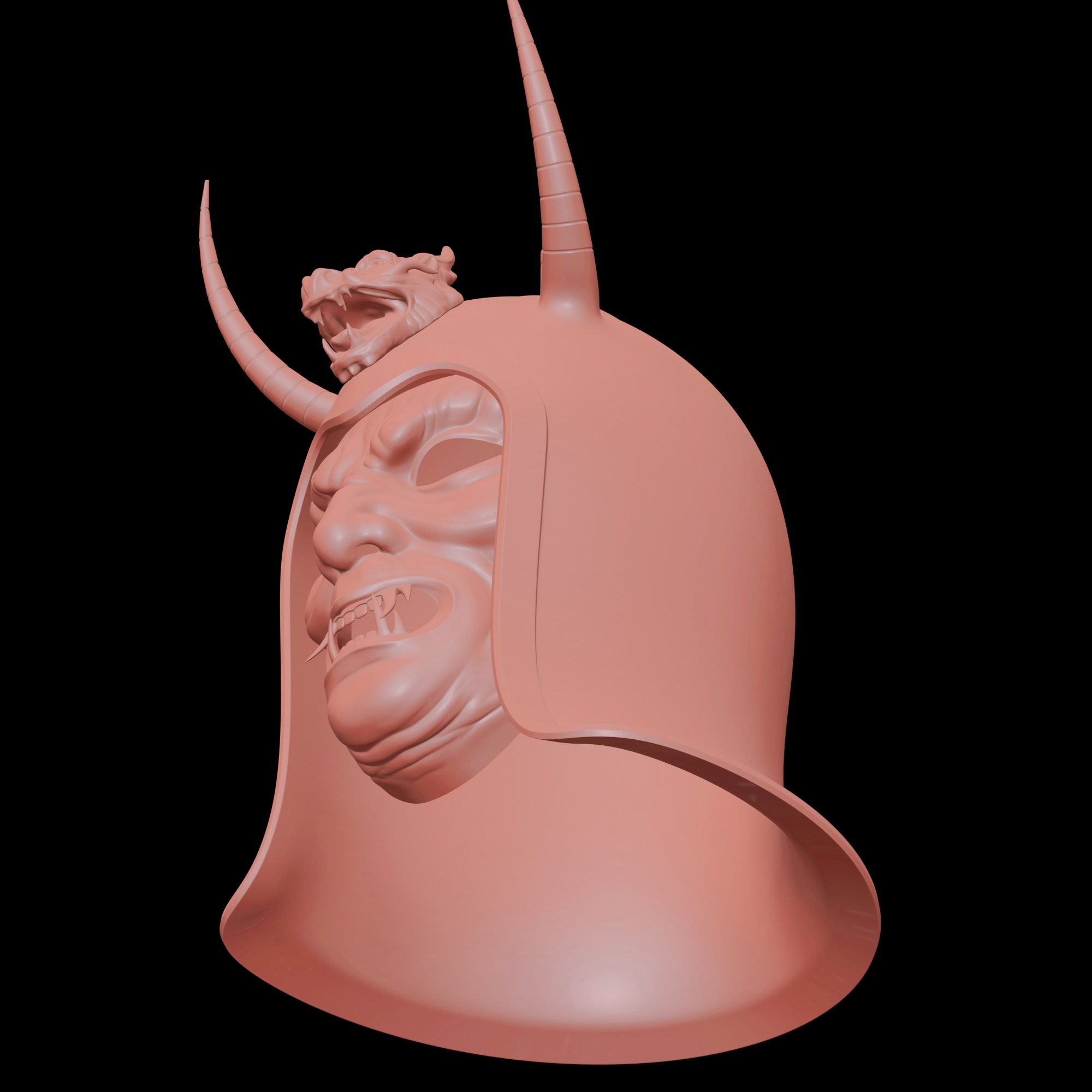 Ancient Sui Tang Dynasty Chinese Helmet and Demon Mask 3D print model_14