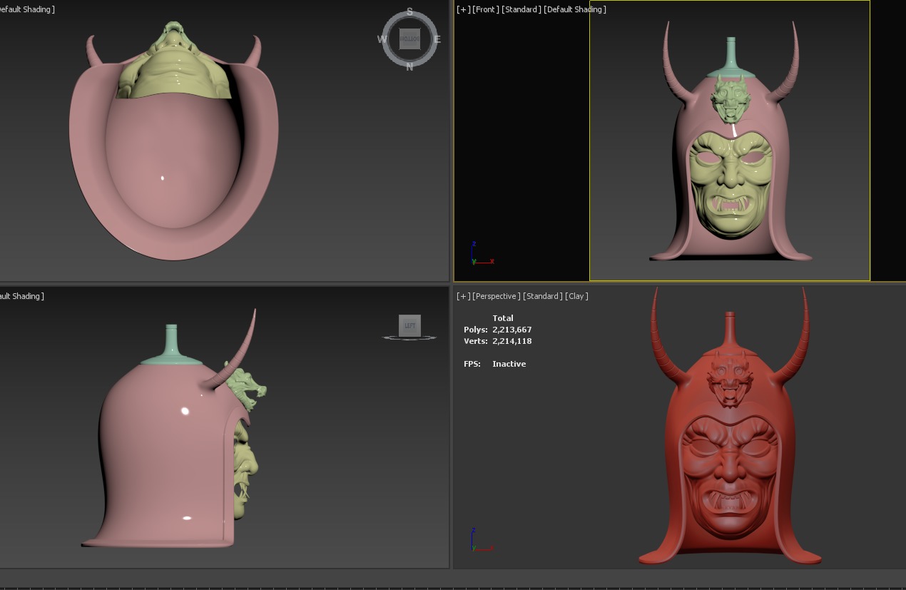 Ancient Sui Tang Dynasty Chinese Helmet and Demon Mask 3D print model_26