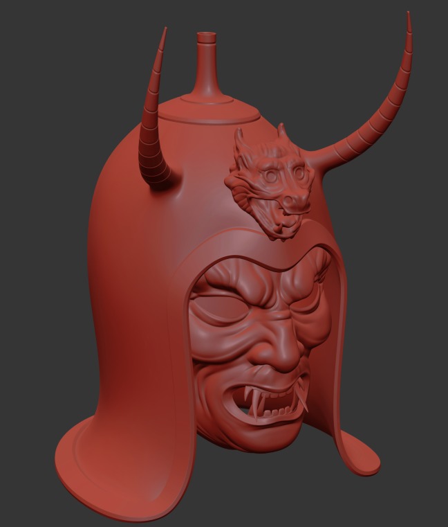 Ancient Sui Tang Dynasty Chinese Helmet and Demon Mask 3D print model_19