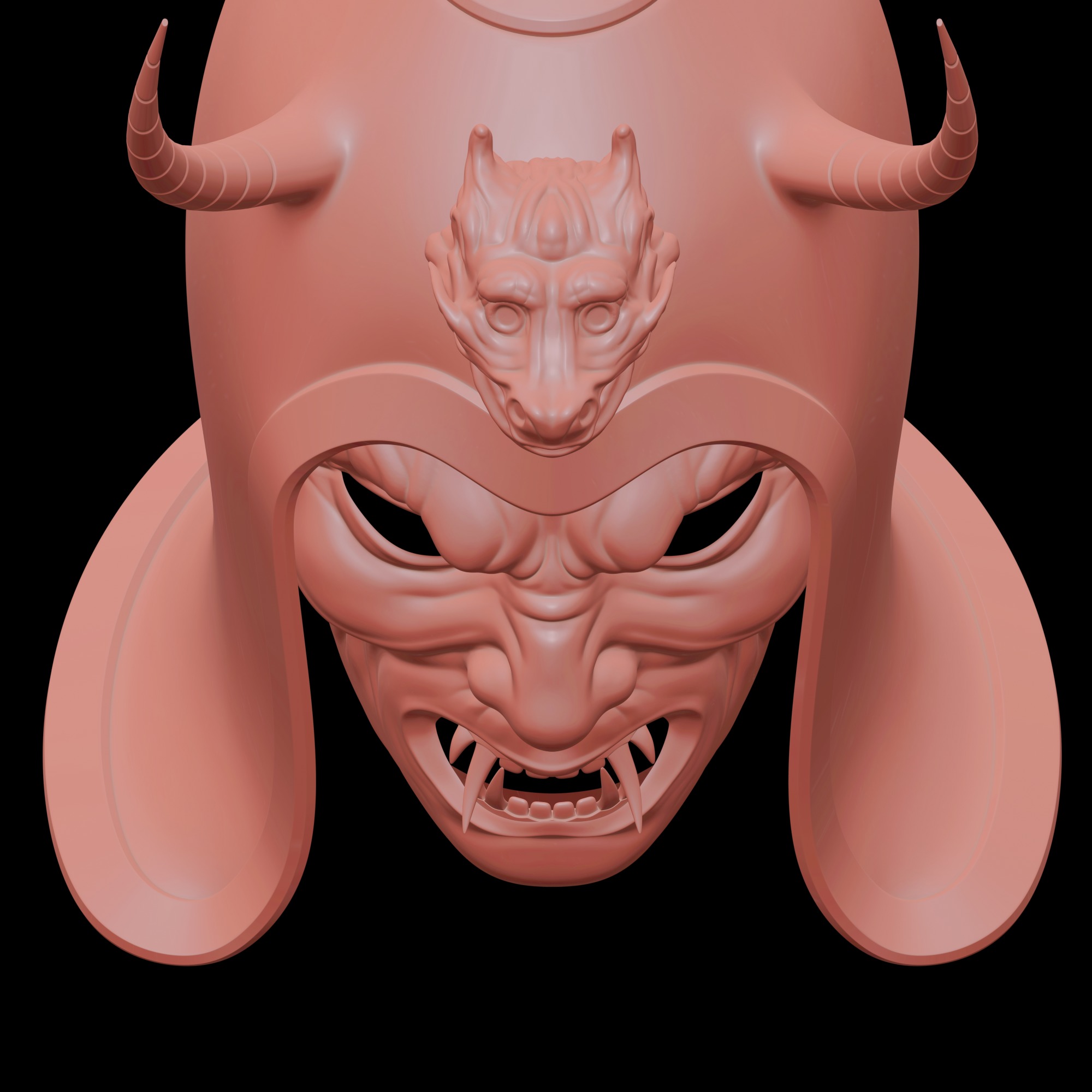 Ancient Sui Tang Dynasty Chinese Helmet and Demon Mask 3D print model_15