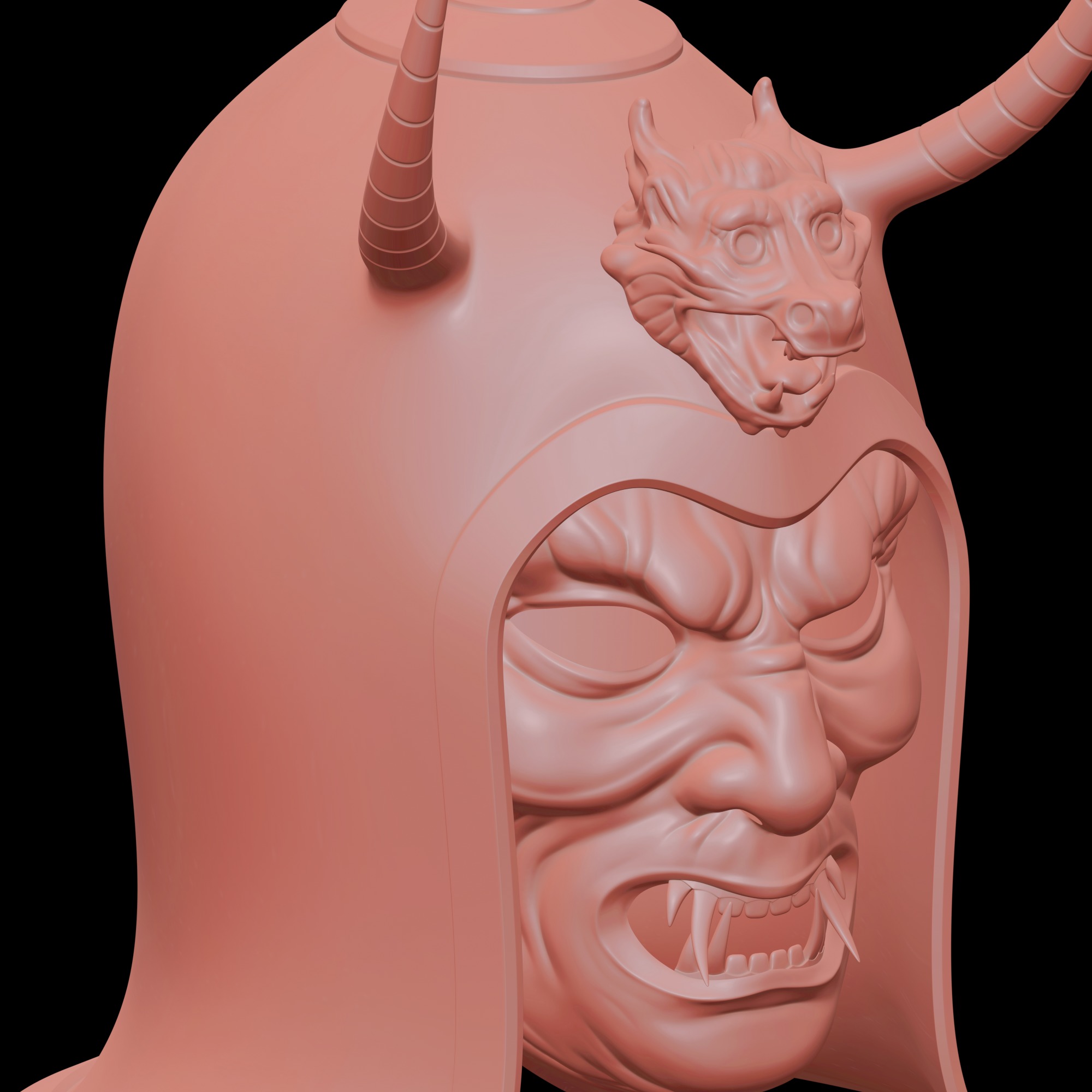 Ancient Sui Tang Dynasty Chinese Helmet and Demon Mask 3D print model_13