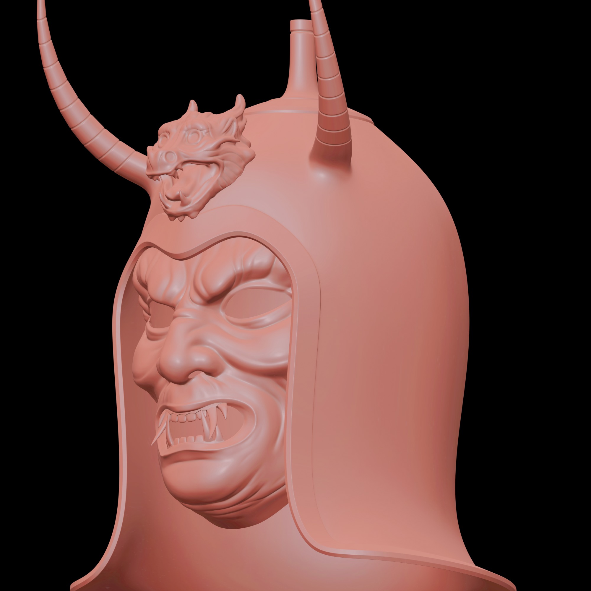 Ancient Sui Tang Dynasty Chinese Helmet and Demon Mask 3D print model_16