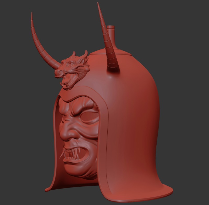 Ancient Sui Tang Dynasty Chinese Helmet and Demon Mask 3D print model_18