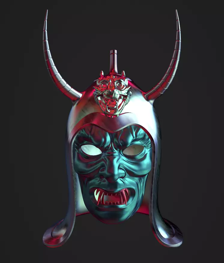 Ancient Sui Tang Dynasty Chinese Helmet and Demon Mask 3D print model_0