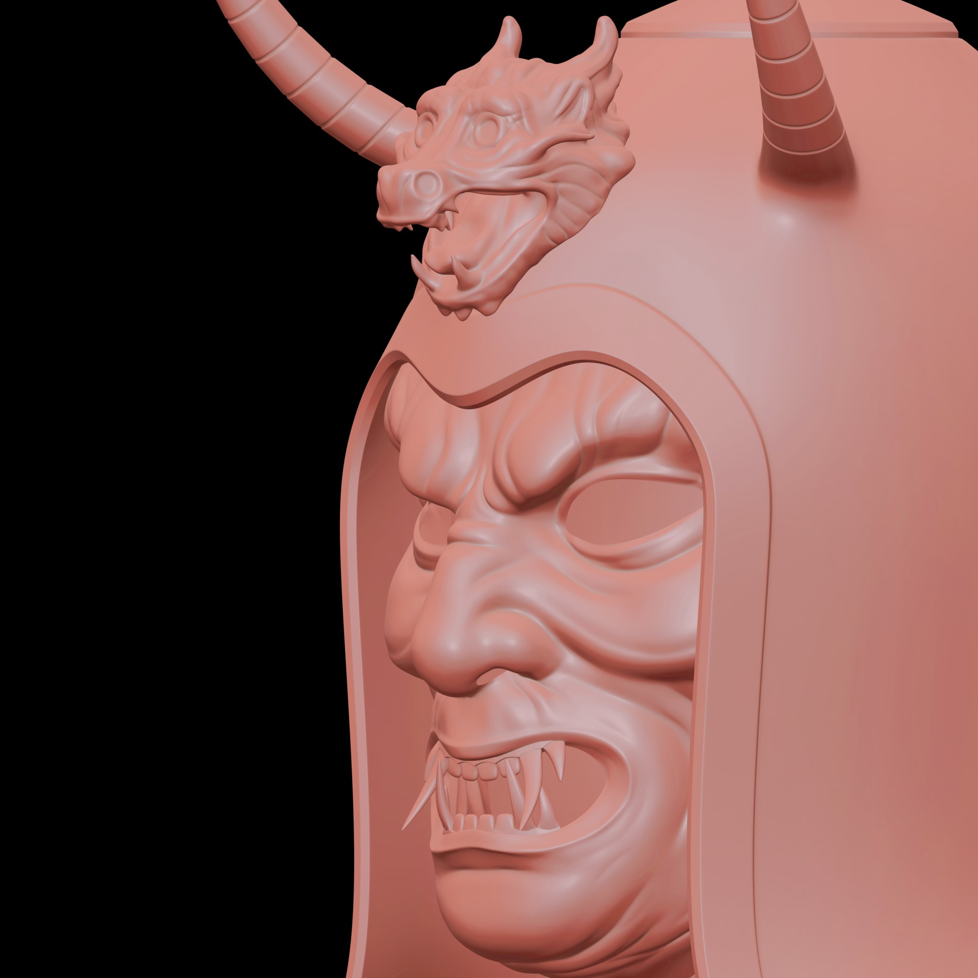 Ancient Sui Tang Dynasty Chinese Helmet and Demon Mask 3D print model_8