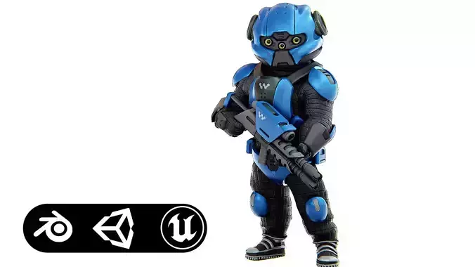 SOLDIER MECHA V-2 Rigged for Unreal Engine - Unity - MIXAMO 