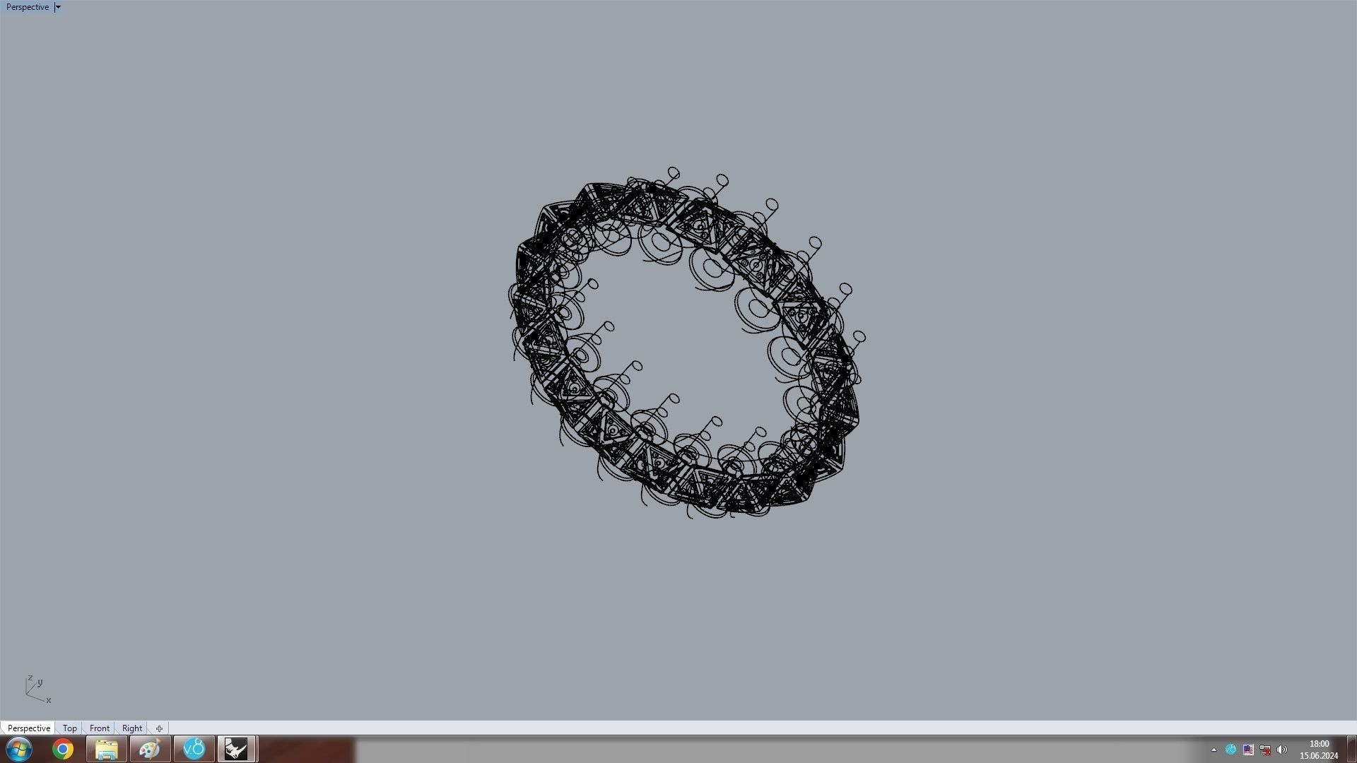 Clash One Row Piramida Diamonds Ring 17 mm 3D print model_15