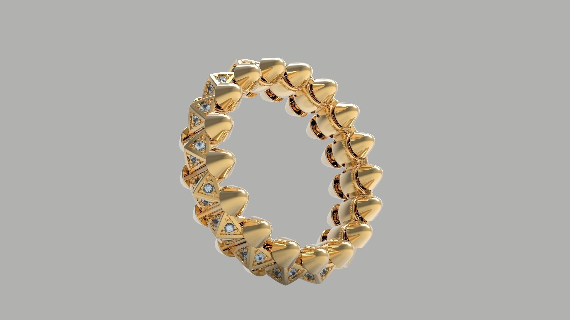 Clash One Row Piramida Diamonds Ring 17 mm 3D print model_7