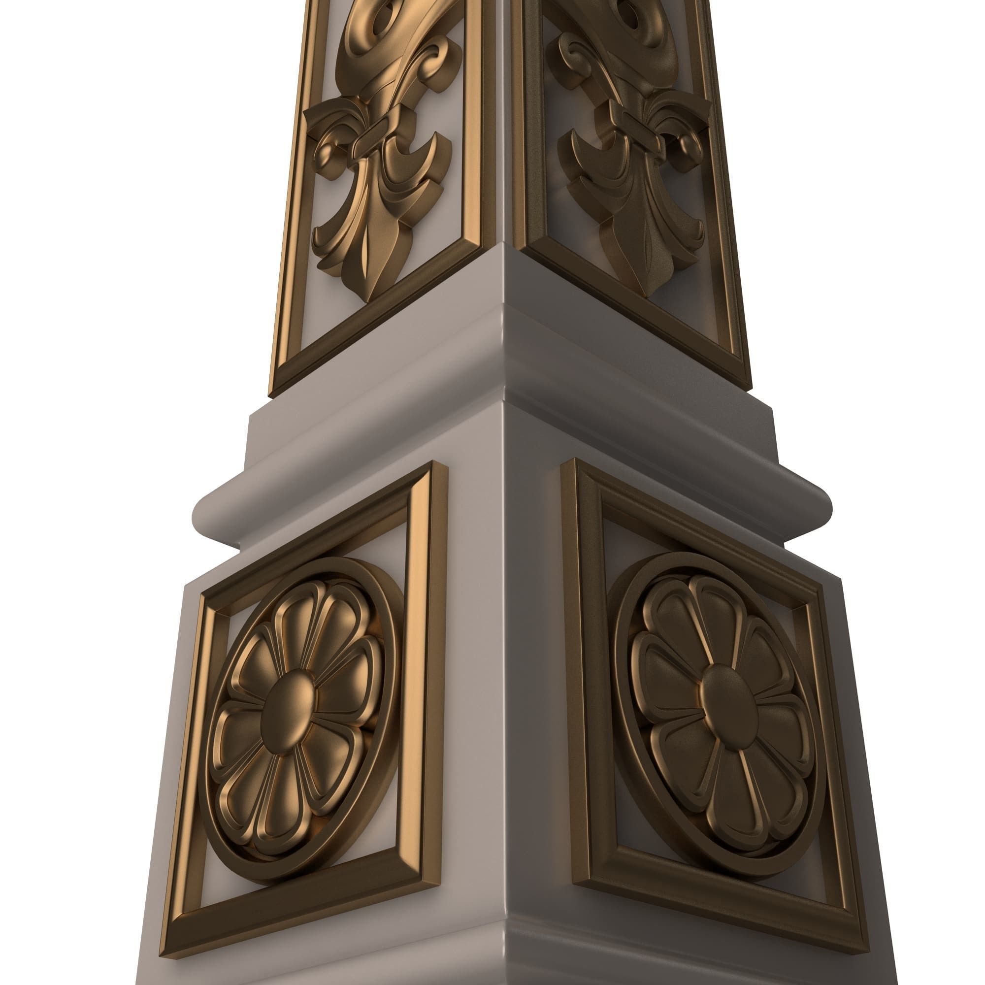 Stair Baluster 06 White Low-poly 3D model_2